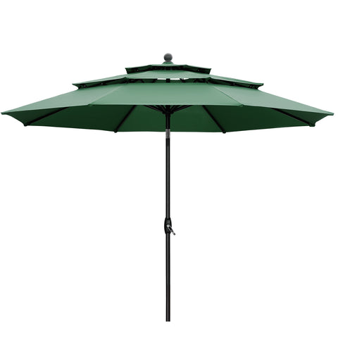 Ainfox 10FT 3 tier vented Patio Umbrella Outdoor Table Umbrella,Market Umbrella with Push Button Tilt and Crank for Garden, Lawn, Deck, Backyard & Pool
