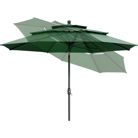 Ainfox 10FT 3 tier vented Patio Umbrella Outdoor Table Umbrella,Market Umbrella with Push Button Tilt and Crank for Garden, Lawn, Deck, Backyard & Pool
