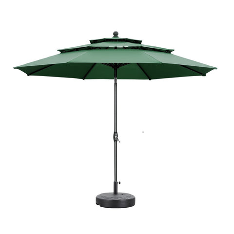 Ainfox 10FT 3 tier vented Outdoor Table Umbrella with Partern Umbrella Base For Beach Market Backyard Camping