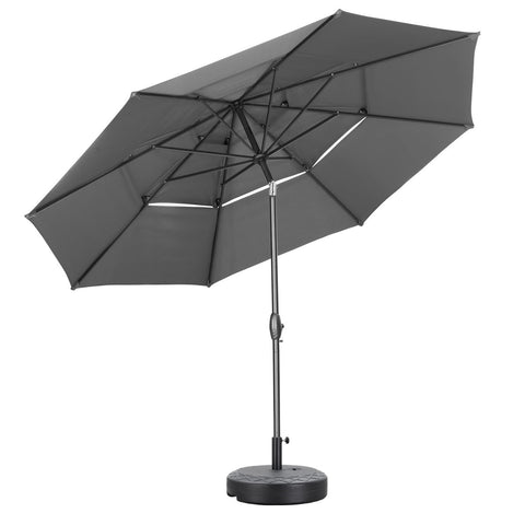 Ainfox 10FT 3 tier vented Outdoor Table Umbrella with Partern Umbrella Base For Beach Market Backyard Camping