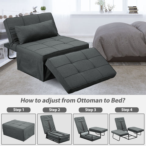Ainfox 73inch Cloud Puff Convertible Sofa Bed White,4-in-1 Folding Sofa