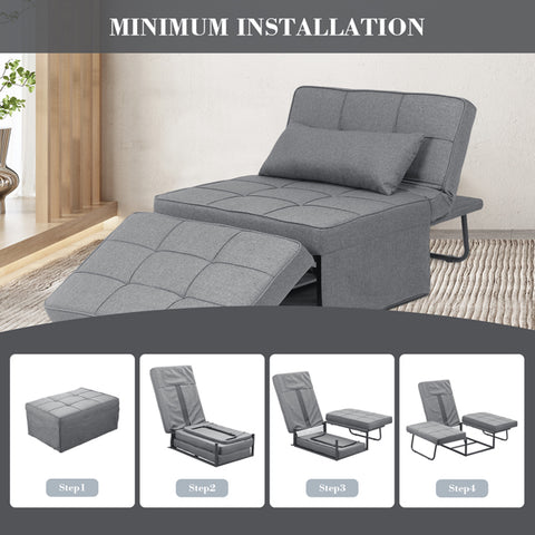 Ainfox 73inch Convertible Sofa Bed Light Grey 4-in-1 Folding Sofa