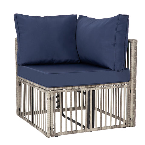 Ainfox 7 Piece Outdoor Sectional Furniture Set with Cushions, Wicker Patio Conversation Set Outdoor Sectional Sofa, All-Weather for Garden, Backyard and Poolside