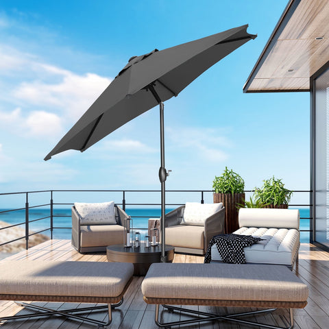 Ainfox 9ft Lake Blue Patio Umbrella with Push Button Tilt and Crank, UV and Waterproof Canopy