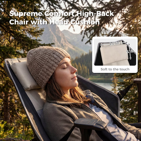 Ainfox 2PCS  Adults Heavy Duty Camping Chair High Back Folding Chair with Thickened Steel FramePadded Portable Outdoor Chair