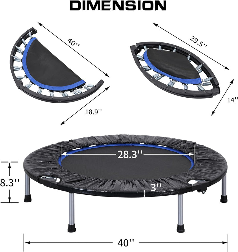 OVASTLKUY 40" Foldable Mini Trampoline for Adults and Kids  Indoor / Outdoor
