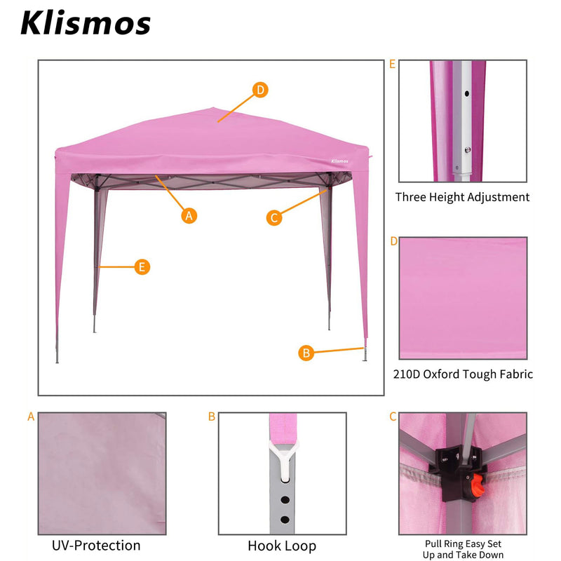 Klismos 10ft X 10ft Pop Up Canopy  For Patio,Garden,Beach Outdoor,Indoor