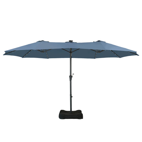Ainfox 15ft Large Patio Umbrella, Double-Sided Outdoor Rectangle Table Umbrellas with Fillable Weighted Sand Bag Base