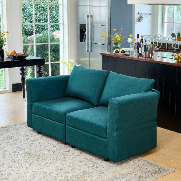 2 Seats Loveseat Modular Sectional Sofa Couch Storage