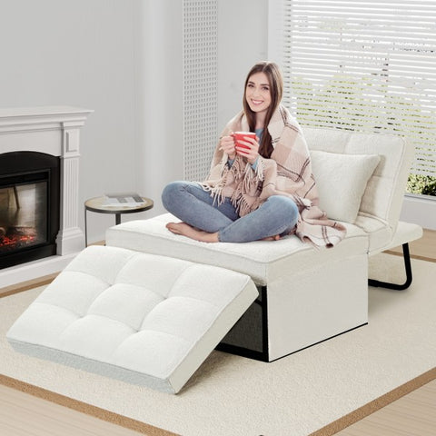 Ainfox 72inch Cloud Puff Convertible Sofa Bed White,4-in-1 Folding Sofa