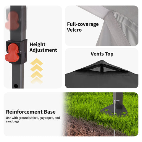 Ainfox 12x12 Pop Up Canopy Tent Center Lock 4 Removable Walls Windproof UV Shelter Outdoor Commercial