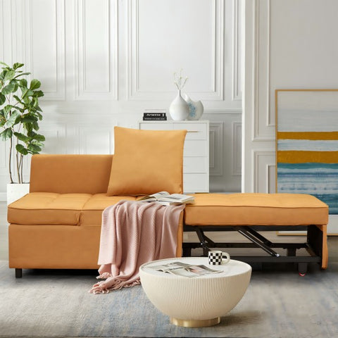 Anifox Recline Sofa Bed Sleeper Chair Yellow With Armrest for Living Room, Small Apartments and Office