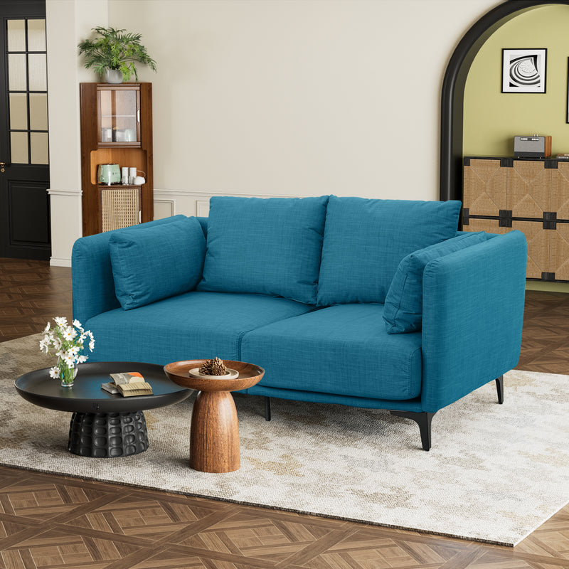 Ainfox Loveseat Sofa, Thickened Fabric 2-Seat Sofa, Love Seats Furniture with 4 Pillows, Small Couch- Modern Love Seat for Bedroom and Small Space