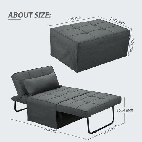 Ainfox 73inch Cloud Puff Convertible Sofa Bed White,4-in-1 Folding Sofa