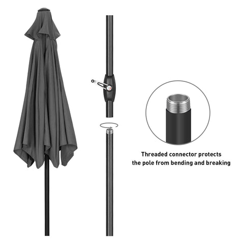 Ainfox 9ft Lake Blue Patio Umbrella with Push Button Tilt and Crank, UV and Waterproof Canopy