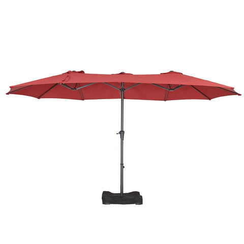 Ainfox 15ft Large Patio Umbrella, Double-Sided Outdoor Rectangle Table Umbrellas with Fillable Weighted Sand Bag Base