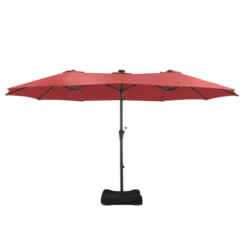 Ainfox 15ft Large Patio Umbrella, Double-Sided Outdoor Rectangle Table Umbrellas with Fillable Weighted Sand Bag Base
