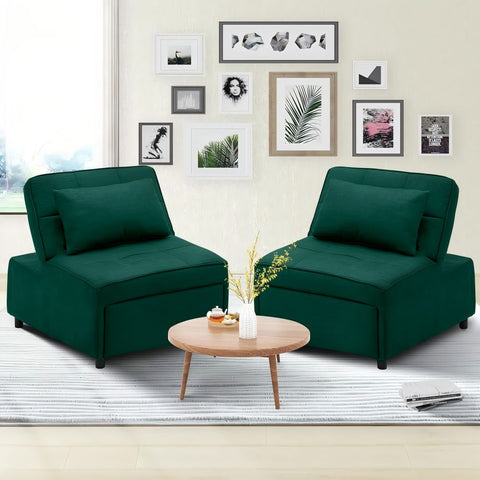 Anifox 2PCS Recline Sofa Bed Sleeper Chair for Living Room, Small Apartments and Office