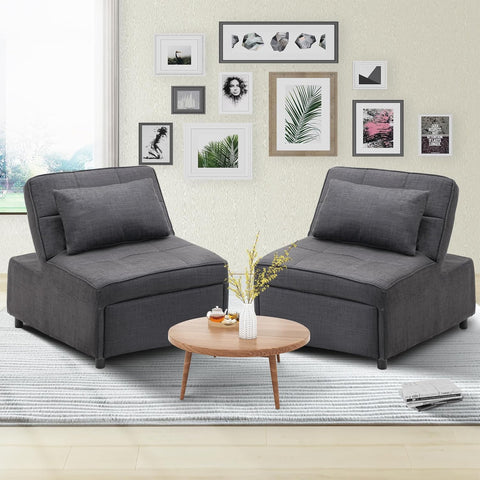 Anifox 2PCS Recline Sofa Bed Sleeper Chair for Living Room, Small Apartments and Office