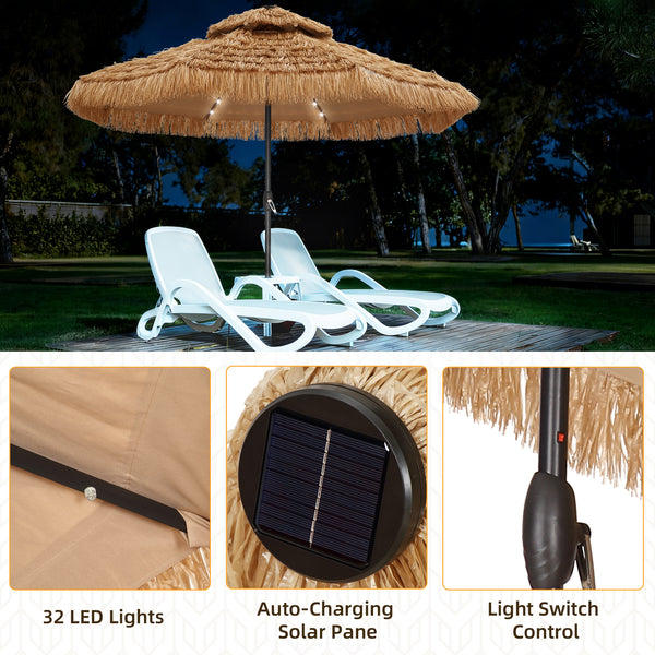 Ainfox Thatched Tiki Patio Umbrella, Outdoor Market Umbrella 7.5FT/9FT/13FT/15FT for Garden, Deck, Backyard, Pool, Beach