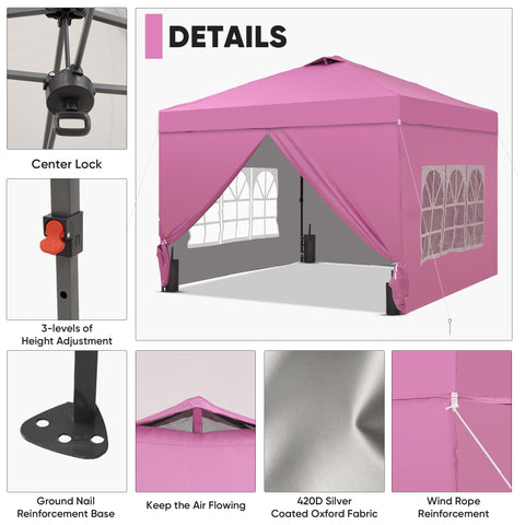 12x12 pop up tent Ainfox 12x12 Pop Up Canopy Tent with 4 Sidewalls, Outdoor Beach Gazebos with 4 Sandbags