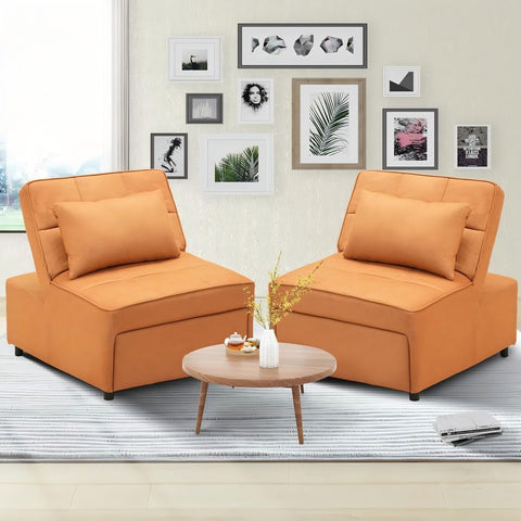 Anifox 2PCS Recline Sofa Bed Sleeper Chair for Living Room, Small Apartments and Office