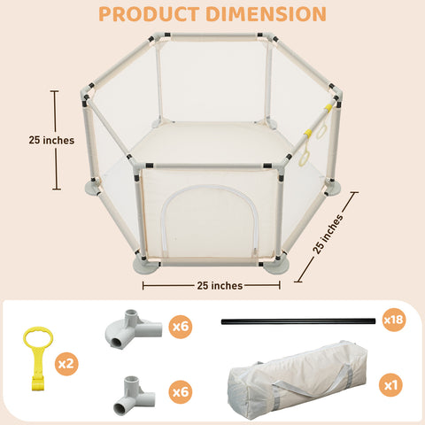 Hexagonal Baby Playpen for Babies & Toddlers Baby Fence Baby Play Yard with Carrybag