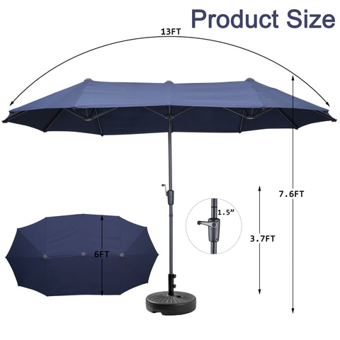 Ainfox 13ft Patio Umbrella Outdoor Two Layers With Umbrella Base