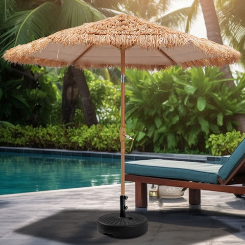 Ainfox Thatched Tiki Patio Umbrella, Outdoor Market Umbrella for Garden, Deck, Backyard, Pool, Beach