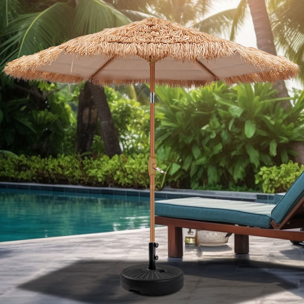 Ainfox Thatched Tiki Patio Umbrella, Outdoor Market Umbrella for Garden, Deck, Backyard, Pool, Beach