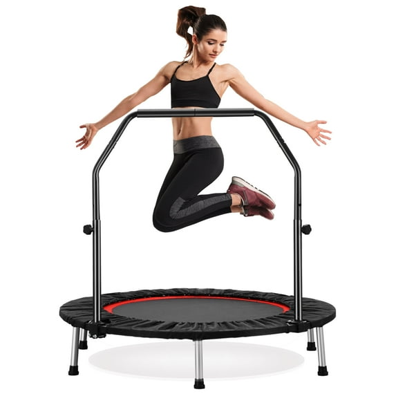 Mini Trampoline Adjustable Handle Bar Fitness Rebounder 330 lbs Load Capacity 40 Inch