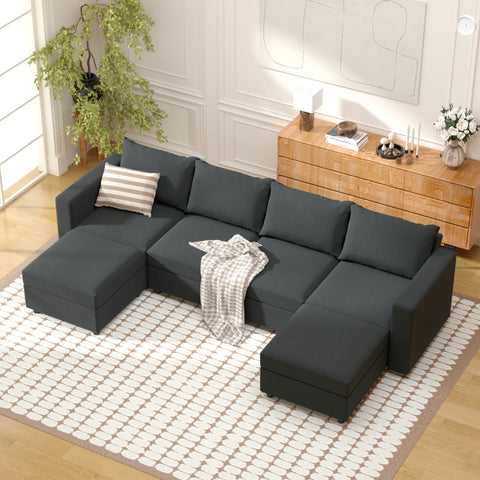 Ainfox Modular Sectional Couches for Living Room,  Convertible Sleeper Sofa Bed with Storage