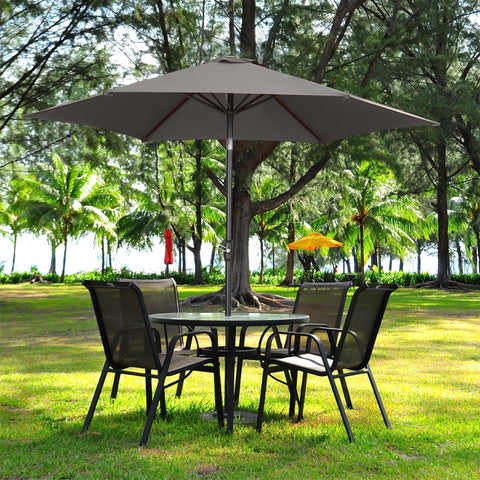 Ainfox 9ft Lake Blue Patio Umbrella with Push Button Tilt and Crank, UV and Waterproof Canopy