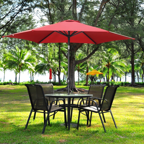 Ainfox 9ft Lake Blue Patio Umbrella with Push Button Tilt and Crank, UV and Waterproof Canopy
