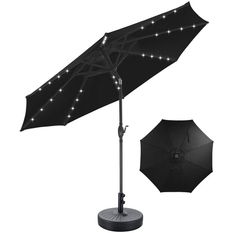 Ainfox 10ft Solar Patio Umbrella Outdoor Umbrella Market Umbrella With Umbrella Base