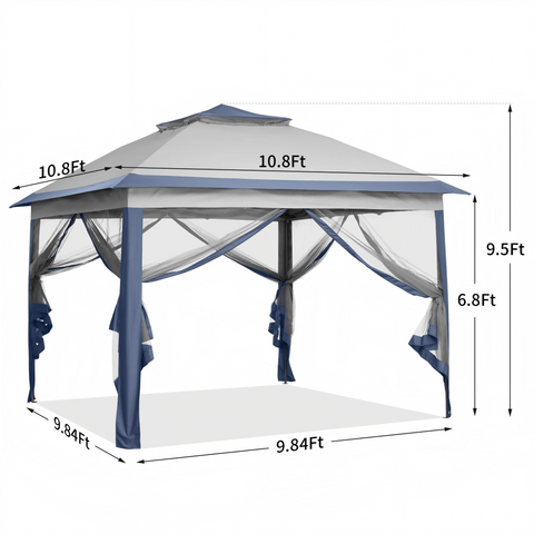 Ainfox 11ft x 11ft Heavy Duty Pop Up Gazebo Outdoor Canopy Shelter Instant Patio Gazebo Sun Shade Canopy Tent for Lawn Garden Backyard Deck