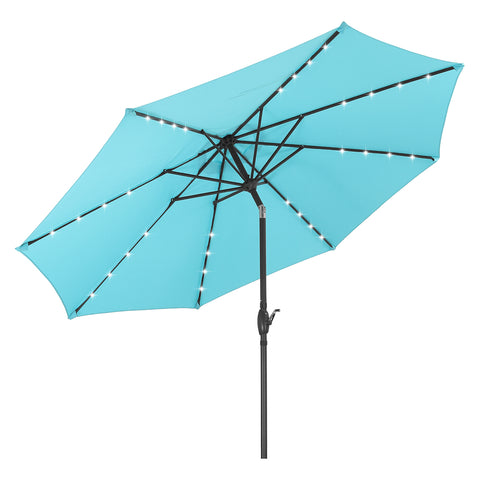 Ainfox 10ft Solar Patio Umbrella Outdoor Umbrella Market Umbrella for Backyard Deck Poolside With 32 LED Lights