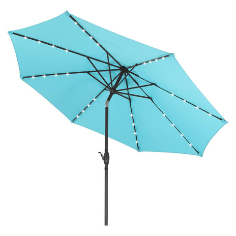 Ainfox 10FT Large Solar Patio Umbrella with Crank Handle Outdoor Umbrella Market Umbrella for Backyard Deck Poolside With 32 LED Lights