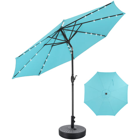 Ainfox 10ft Solar Patio Umbrella Outdoor Umbrella Market Umbrella With Umbrella Base