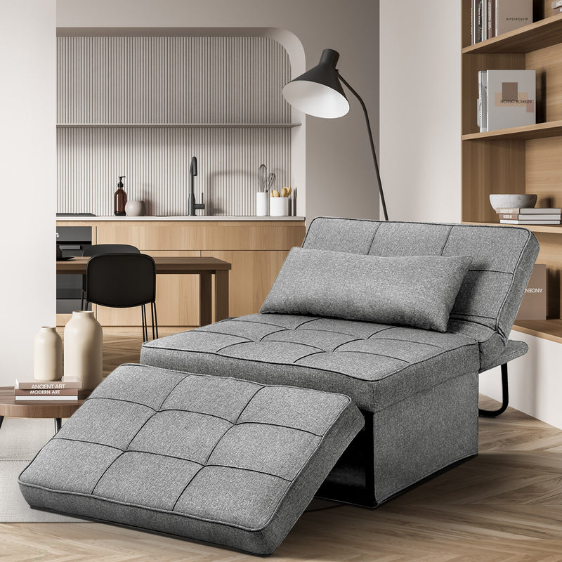 Ainfox Light Grey Convertible Sofa Bed,4-in-1 Multi-Functional Convertible Chair, Folding Sofa