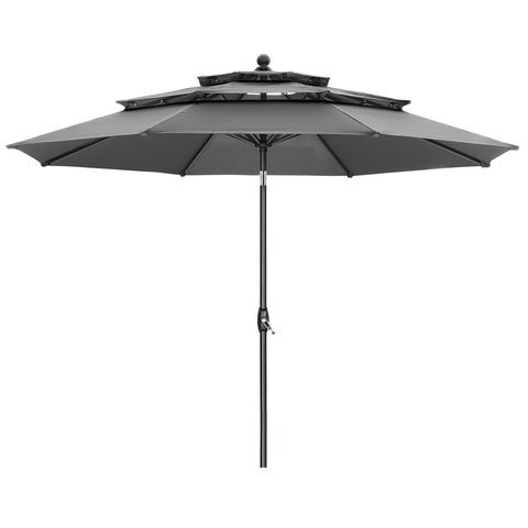 Ainfox 10FT 3 tier vented Patio Umbrella Outdoor Table Umbrella,Market Umbrella with Push Button Tilt and Crank for Garden, Lawn, Deck, Backyard & Pool