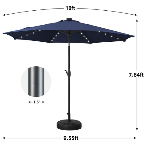 Ainfox 10ft Solar Patio Umbrella Outdoor Umbrella Market Umbrella With Decorative Pattern Umbrella