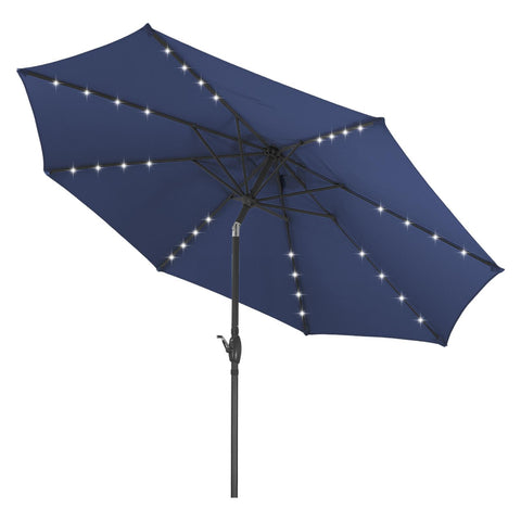Ainfox 10FT Large Solar Patio Umbrella with Crank Handle Outdoor Umbrella Market Umbrella for Backyard Deck Poolside With 32 LED Lights