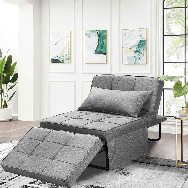 Ainfox Light Grey Convertible Sofa Bed,4-in-1 Multi-Functional Convertible Chair, Folding Sofa