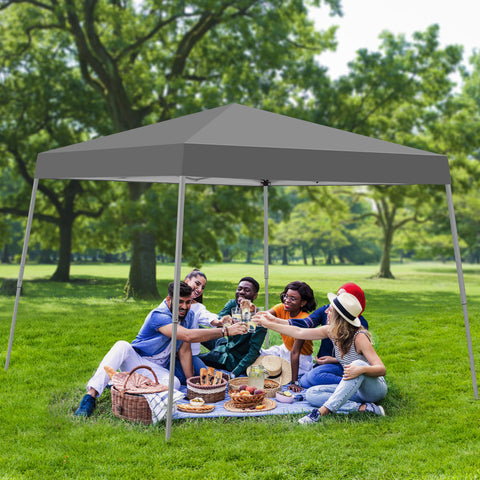 Ainfox 10x10 Pop Up Canopy Tent, Easy Set up Outdoor Silver Coated Beach Gazebos for Pool, Events, Parties, and Camping