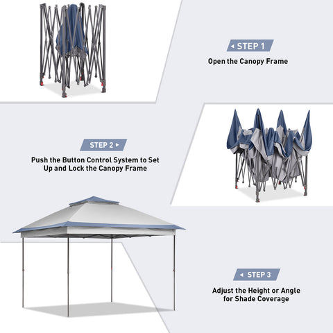 Ainfox 11ft x 11ft Heavy Duty Pop Up Gazebo Outdoor Canopy Shelter Instant Patio Gazebo Sun Shade Canopy Tent for Lawn Garden Backyard Deck