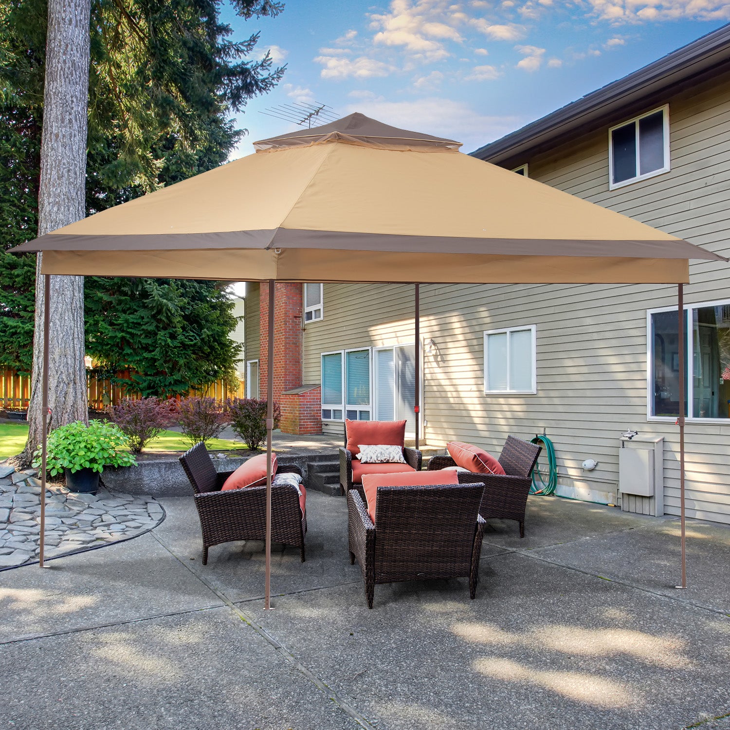 11ft x 11ft Heavy Duty Pop Up Gazebo Outdoor Canopy Shelter Instant Patio Gazebo Sun Shade Canopy Tent Lawn Garden Backyard Deck