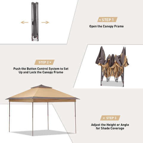 Ainfox 11ft x 11ft Heavy Duty Pop Up Gazebo Outdoor Canopy Shelter Instant Patio Gazebo Sun Shade Canopy Tent for Lawn Garden Backyard Deck
