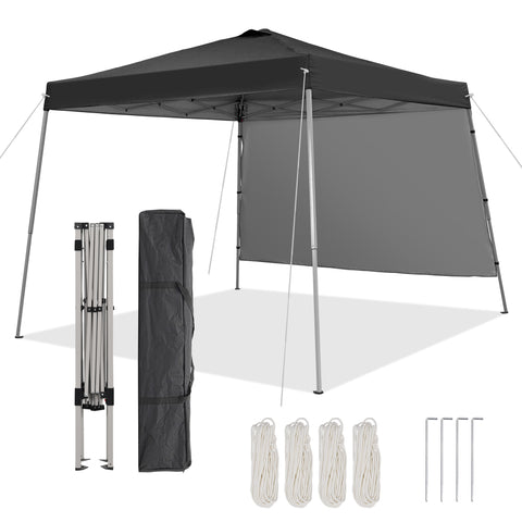 Ainfox 10X10 Pop Up Canopy, Slant Legs Instant Outdoor Canopy Tent with 1 Sidewall, Portable Patio Garden Deck Gazebo Shelter - 10x10 Base 8x8 Top