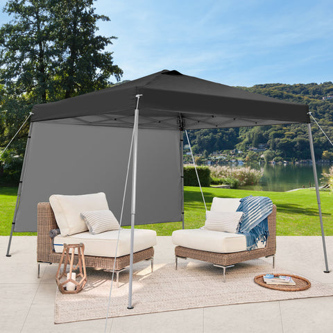 Ainfox 10X10 Pop Up Canopy, Slant Legs Instant Outdoor Canopy Tent with 1 Sidewall, Portable Patio Garden Deck Gazebo Shelter - 10x10 Base 8x8 Top
